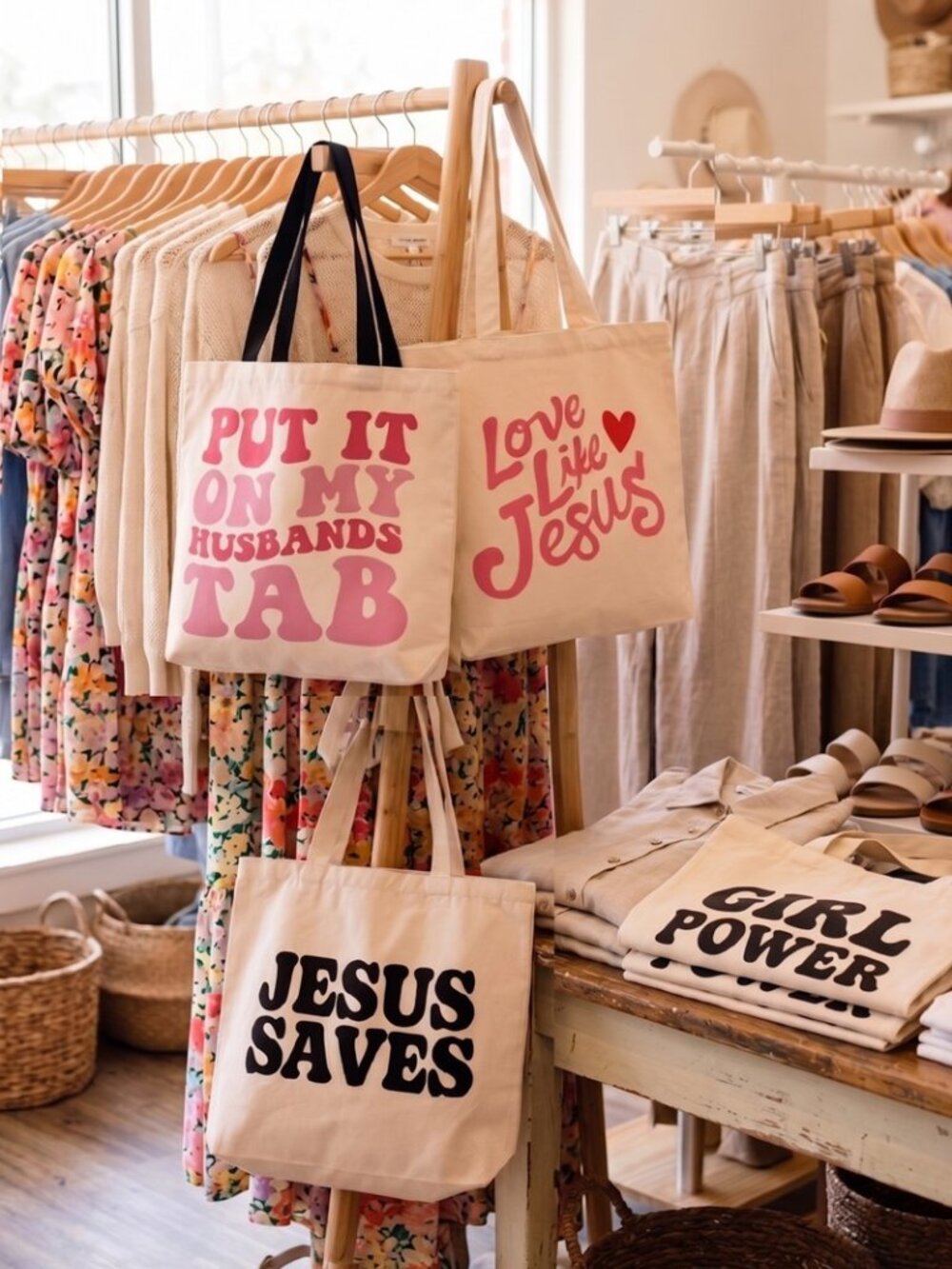 Love Like Jesus Canvas Tote Bag Christian Reusable Shopping Book Beach - Picture 3 of 11
